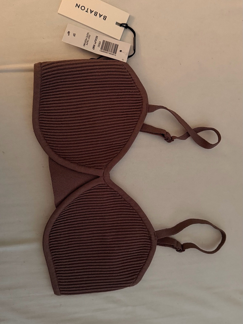 Babaton Ribbed Bikini Top in Mauve-Brown